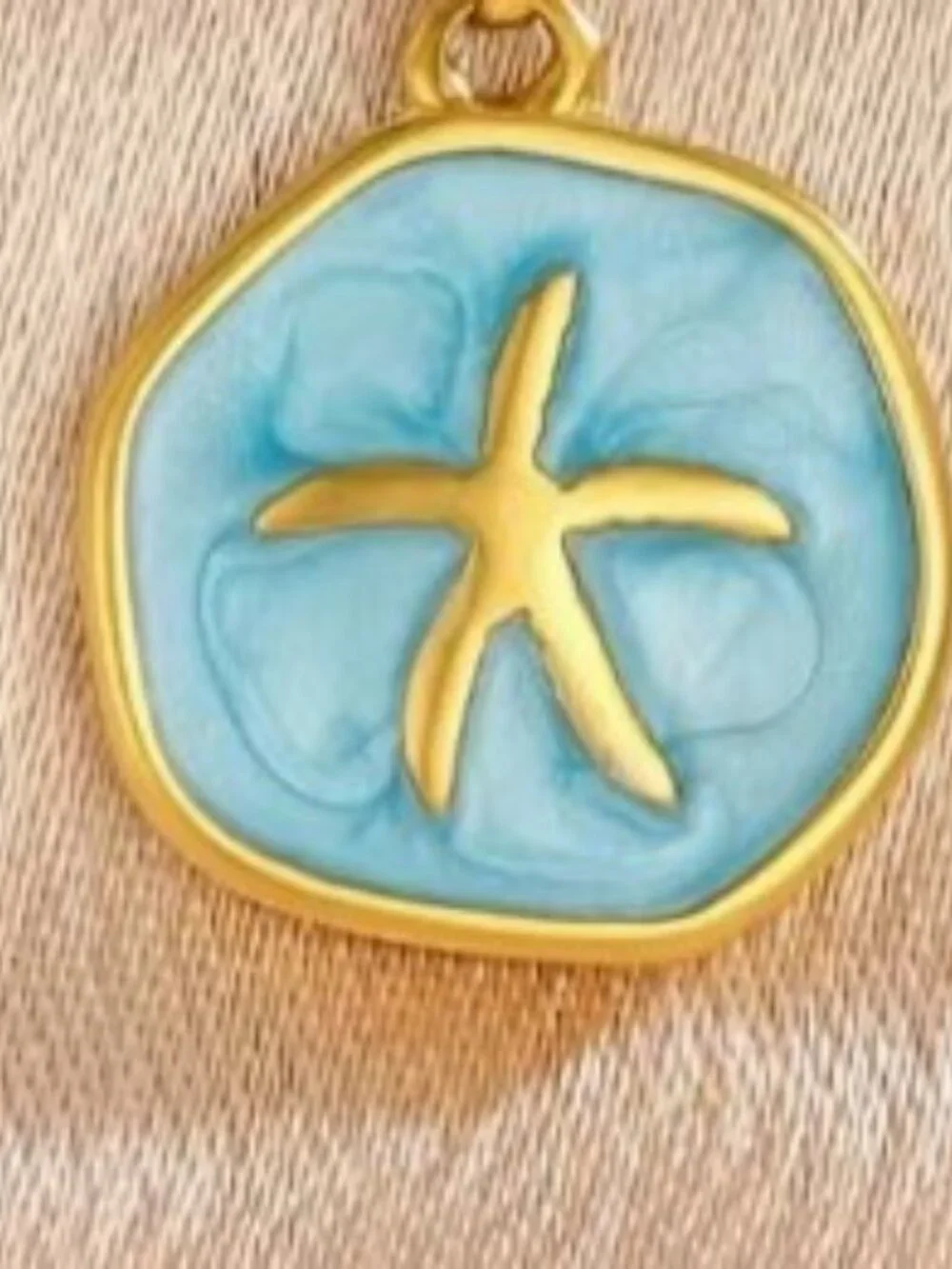 1pc Stainless Steel Summer Ocean Style Disc Starfish Drip Oil Pendant Necklace - Picture 2 of 8